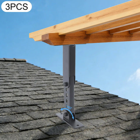 3 Pack Beefy Heavy Duty Roof Riser Brackets Adjustable Height And Angle Pergola Bracket Kit With Black Spray Coated For Gazebo Patio Cover And Carport