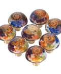 Chakra Drawer Knobs With Screws Set Of 2 Ammonite Fossil Resin Crystal Stone Pulls Handle For Dresser Cupboard Kitchen Wardrobe Decor