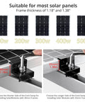 Solar Panel Mounting Kit for Four Panels With 4.72 Inch Rails in Black and Silver, showing end clamps for 30mm and 35mm frames.