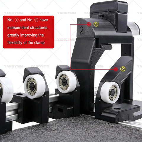 Heavy Duty Manual Box Folding Assistant For Shipping Corrugated Cartons Adjustable Size Packager Tool showing clamp detail with wheels.