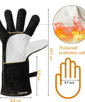 Heavy Duty Welding Gloves For MIG And Forge Work, Thick Cowhide Leather With Reinforced Palm And Kevlar Stitching