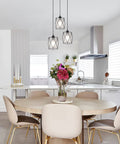Super Cool Industrial Over Sink Pendant Light Boasting A Black Cage Design With Frosted Glass above modern kitchen island