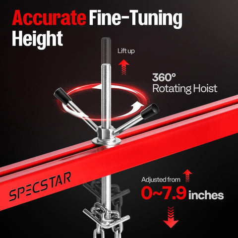 1100 Lb Engine Support Bar Transverse Hoist For Heavy Duty Engine Lifts Durable Thickened Steel With Double Beam Rust Proof Coating Resists Oil And Corrosion Wide Compatibility Across Most Vehicles And Small Engines, 57-inch bar, 360° rotating hoist