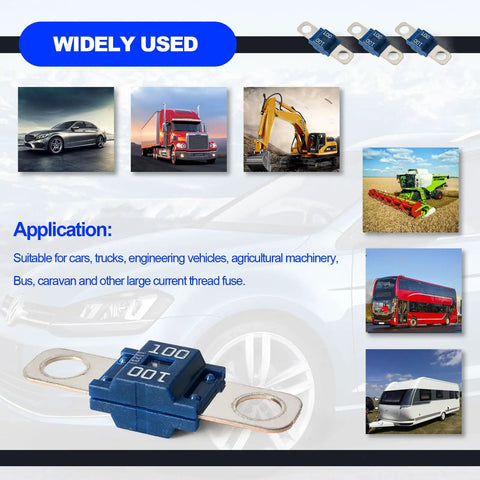 Hella Reliable Heavy Duty Midi Fuses 100 Amp High Current Pack Of 3 Corrosion Resistant Tin Terminals shown with vehicle applications.