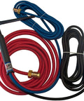 Water Cooled TIG Torch Kit With Flex Head 300 Amp 12.5 Foot Length Super Flex Design, red blue hoses