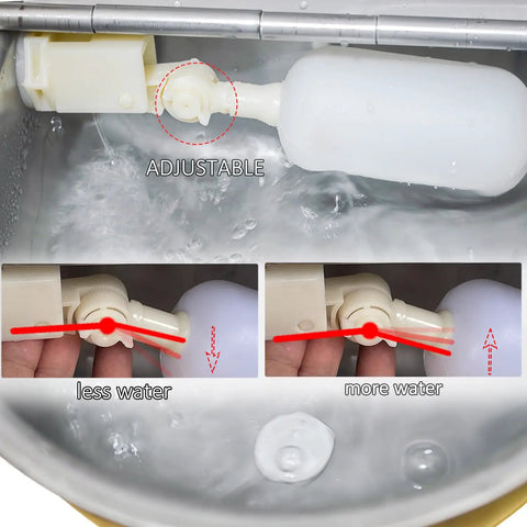 Adjustable float valve mechanism of Heavy Duty Stainless Steel Water Dispenser For Dogs Cats And Poultry With Smart Float Valve Auto Refill Keeps Your Fur Friends Quenched All Day Long Without Annoying Daily Top Ups Perfect For Backyards Barns And Busy Homesteaders.