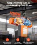 Electric Chain Hoist 1100 Lbs With 20 Ft Lift Height 120V 60Hz Single Phase Overhead Crane with 1200W copper motor