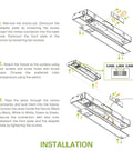 Installation instructions for Under Cabinet LED Lighting 18 Inch Dimmable Hardwired Kitchen Light showing wiring steps and color temperature settings.