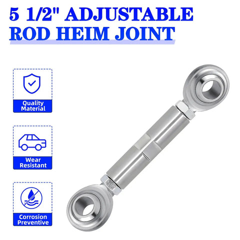 Five And A Half Inch Adjustable Tensioning Rod Heim Joint For Alternator Beefy Heavy Duty Stainless Steel Build Drop In Ready Compatible With Small Block Chevy And Big Block Chevy 350 454 Engines Pro Grade Replacement, 5.5in stainless steel rod with heim joints