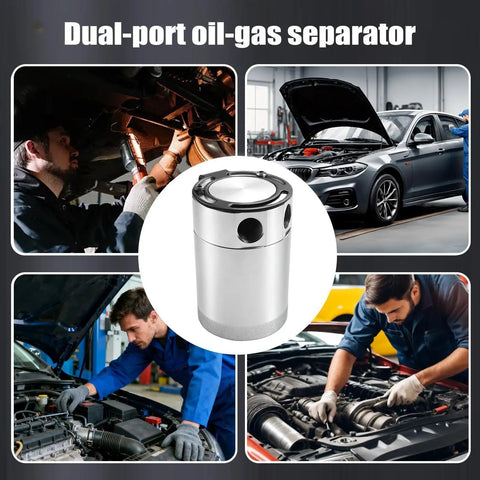 300Ml Double Port Oil Catch Can With Innovative Baffle Plate Design, showing aluminum construction and dual ports for engine maintenance.