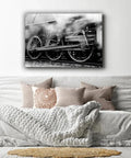 Train Locomotive Wall Art Poster Black And White Running Gear Wheel Canvas Print Unframed 8x12 Inch Modern Home Decor