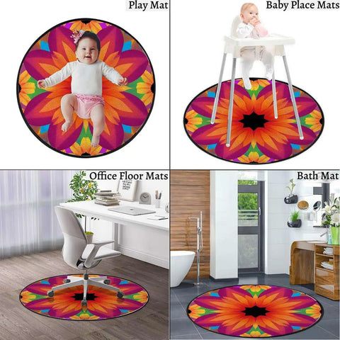 Chic Floral Chair Mat For Hardwood Floors Non Slip Castor Glide Guard 55 Inch Round Office Gaming Caster Protector Smooth Ride Desk Life Floor Saver Pad For Home Space used as a play mat.