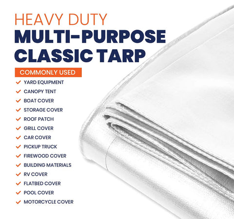Heavy Duty 7 Mil Tarp Cover Waterproof UV Resistant Rip And Tear Proof Poly Tarpaulin With Reinforced Edges for Roof