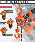 6 Ton Manual Lever Chain Hoist With 20 Ft Lift Height Heavy Duty Come Along Winch in operation, showing three-speed adjustment controls.