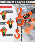 Heavy Duty Manual Lever Hoist With 20ft G80 Chain Swivels Smoothly showing three-speed adjustments for easier operation.