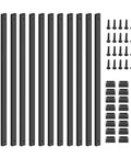 25 Pack 26 Inch Black Metal Deck Balusters Rectangular Stair Spindles For Deck Railing System Side Mount Railing Kit With End Caps And Screws