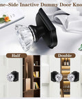 Two Pack Glass Dummy Door Knobs Matte Black Crystal Half Dummy Knobs For Hallway And Closet Doors Non Turning Decorative Hardware