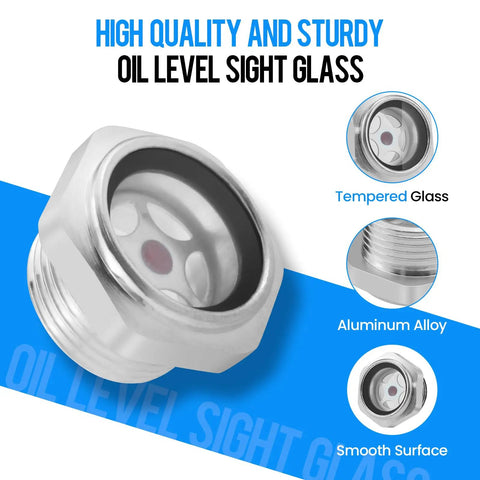 Three Quarter Inch NPT Air Compressor Oil Sight Glass With Durable Aluminum Alloy Body And Pro Grade Male Thread Liquid Level Gauge