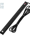 Workhorse 16 Outlet Heavy Duty Metal Power Strip With 15 Foot Cord For Office And School Use 15 Amps 1875 Watts UL Listed Black Rugged Aluminum Housing
