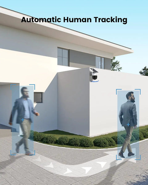 Outdoor Solar Camera Security No Wires Needed With Fixed Solar Panel, 360 Degree Panoramic View, Human Auto Tracking, 2K Color Night Vision.