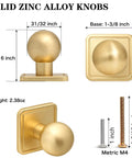 Slick Gold Zinc Alloy Cabinet Knobs With Premium Square Backplate And 1 Inch Round Ball Pulls for kitchen drawers, 1-7/16 inch height.
