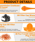 All In One Harley-Davidson Oil Change Kit With Filter Cap Wrench Fill Tools And Thirty O Rings Industrial Grade Heavy Duty Oil Filter Wrench And Fluorine Rubber O Rings For Long Lasting Heat Fuel And Chemical Resistance product details