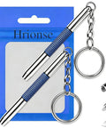 No Sweat 3 In 1 Eyeglass Repair Kit Keychain Screwdriver with blue textured grip and metal keychain for tightening screws.