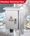 Floor Standing Electrical Box Enclosure For Outdoor All Weather Safety Junction Box, Waterproof Dustproof Cable Power Case With Hinges And Sealing Strip, 304 Stainless Steel, 32 x 24 x 12 Inches, Wall Or Floor Mount, front view