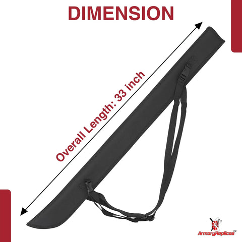 Durable Nylon Katana Sword Holder Case with hard lining, 33-inch overall length with adjustable cross chest straps displayed