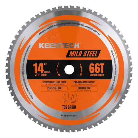 14 Inch 66T Cermet Metal Cutting Saw Blade With No Heat No Burrs And Sparks For Mild Steel Angle Iron And Pipe Pro Grade Precision TCG Grind 1 Inch Arbor Fits Evolution Chop Saws