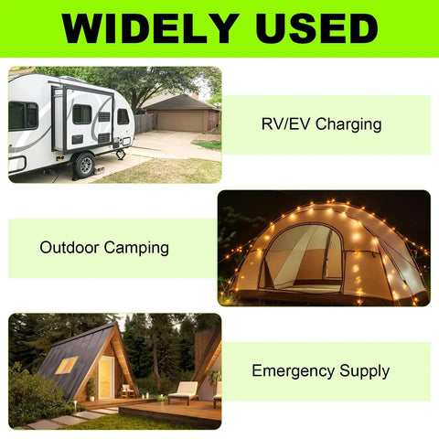 Heavy Duty Nema L14-30P To 14-50R RV Generator Adapter With 30 Amp Locking Plugs Plug And Go EV Power Converter used for RV charging.