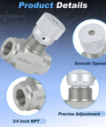 Three Quarter Inch NPT Ports Hydraulic Flow Control Needle Valve 5800 PSI Two Way Bidirectional For Hydraulic Oil And Gas
