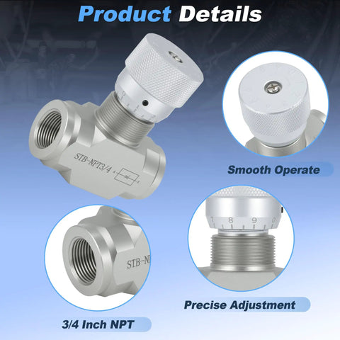 Three Quarter Inch NPT Ports Hydraulic Flow Control Needle Valve 5800 PSI Two Way Bidirectional For Hydraulic Oil And Gas
