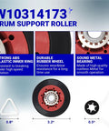 High Grade Dryer Repair Kit Featuring Smooth Idler Pulley Replacement And Tough Four Rib Drum Belt For 27 And 29 Inch Machines, drum support roller with ABS plastic and rubber.