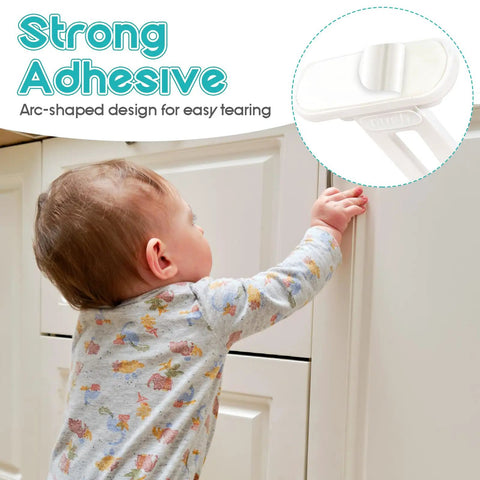 Hidden Adhesive Cabinet Locks For Baby Proofing No Drill Safety Latches For Cabinets And Drawers in use with child