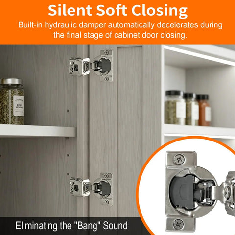 8 Pack Overlay Soft Close Cabinet Hinges For Face Frame Cabinets With 3D Hydraulic Soft Close Concealed Kitchen Door Hinges