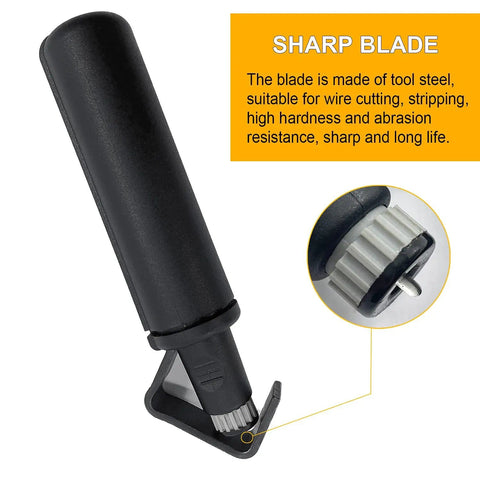 Round Cable Stripper Tool With Adjustable Cutting Depth And 90 Degree Blade, highlighting sharp tool steel blade.