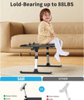 Child sitting on adjustable laptop desk tray for bed and couch portable folding table with 5 height levels and 4 tilt angles
