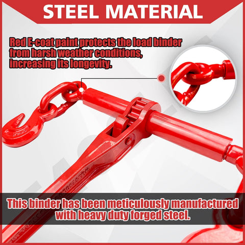 Heavy Duty Ratchet Chain Binders 3 Eighths To 1 Half Inch Four Pack With Two Grab Hooks Grade 70 Tie Downs Steel Material