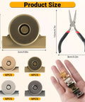 24 Pairs 14mm Magnetic Snaps For Purses And Totes No Sew Closures With Install Tool Metal Seamless Magnet Buttons in Four Color Finishes