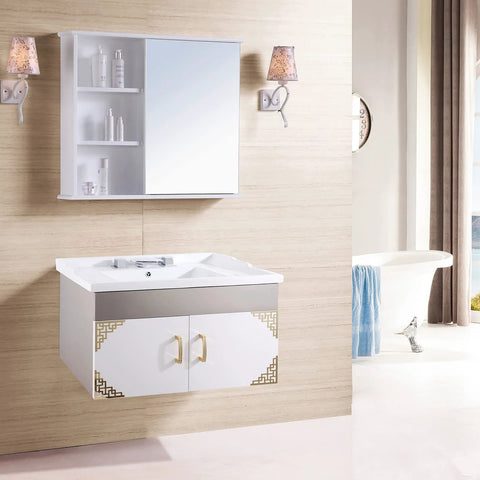 Modern bathroom with vanity featuring gold crystal cabinet pulls set 10 pack with Czech crystal and zinc alloy construction.
