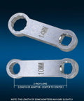 Metric 10 Piece Torque Adapter Set For Three Eighths Inch Drive Wrenches, 10mm and 14mm box end extensions, labeled sizes visible.