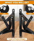 Adjustable Futon Hinges With Spring Mechanism Replacement smooth sofa to bed converter shown from the front on a wooden surface.