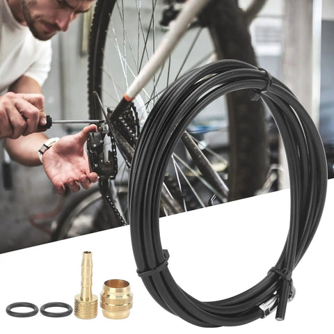 2M Hydraulic Disc Brake Hose For Magura MT4 MT4E MT5 Dope Replacement Tube With Olive Connector shown with bike repair tools