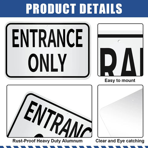 Two Pack Entrance Only And Exit Only Signs Set Made From 80 Mil Aluminum, 18 By 12 Inches, White Reflective Background With Bold Black Letters