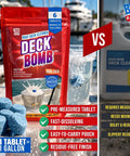 Marine Deck Cleaner Tablets That Make Six Gallons, Non Skid Boat Deck Wash, packaging with blue tablets displayed