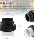4 Pack 2 Inch Hi Temp Unions For Pool Pumps 2 MIP To 2 PVC Union Fittings dimensions with features shown