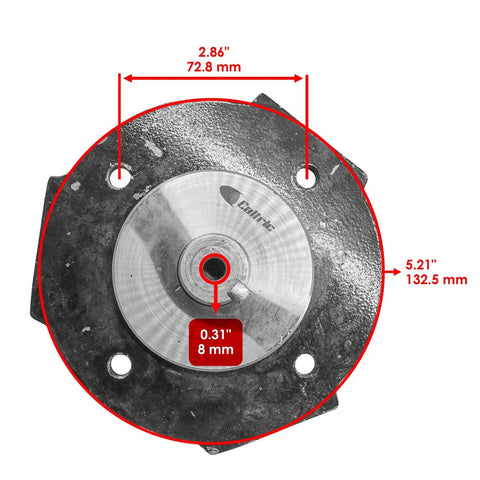 Universal Mower Deck Center Spindle dimensions showing 2.86 and 5.21 inches, part of the 3-Pack for Commercial Mowers.