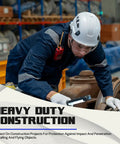 Worker wearing Safety Hard Hat ANSI Z89.1 Approved With Visor All Day Comfort Six Point Suspension at construction site