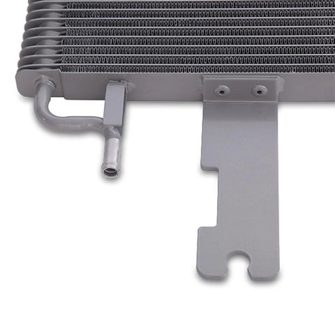 Beefy Transmission Cooler For Ford Powerstroke 6.0L 2003 To 2007 With 37 Row Stacked Plate Core Aluminum side view with connector